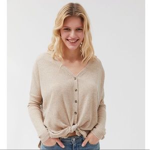 Oversized Thermal Button-Front Top